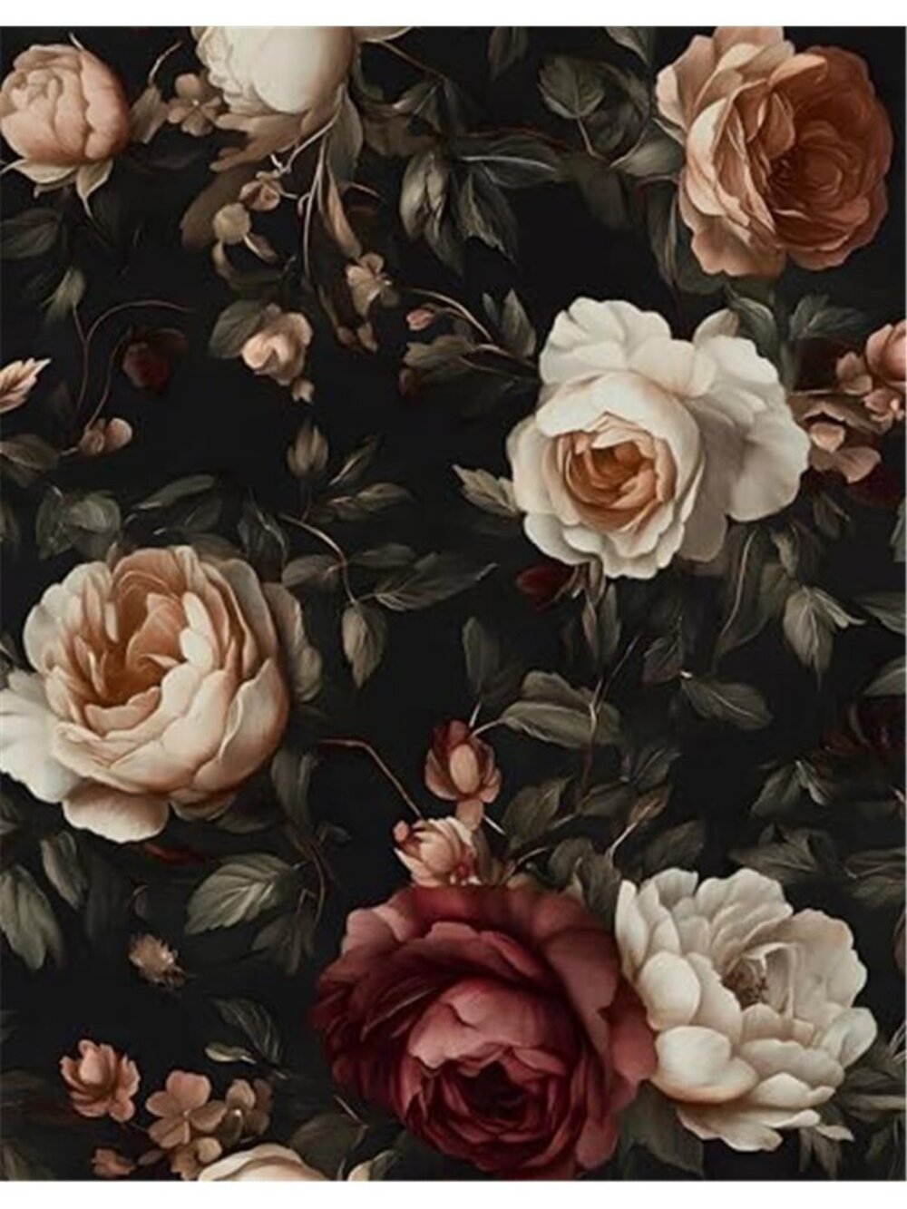 Vintage Floral Peel Stick Wallpaper Black Rose Contact Paper Removable Vinyl